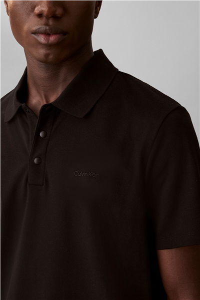 Calvin Klein Ss Tech Birdseye interlock Polo Erkek Polo Yaka T-Shirt Siyah