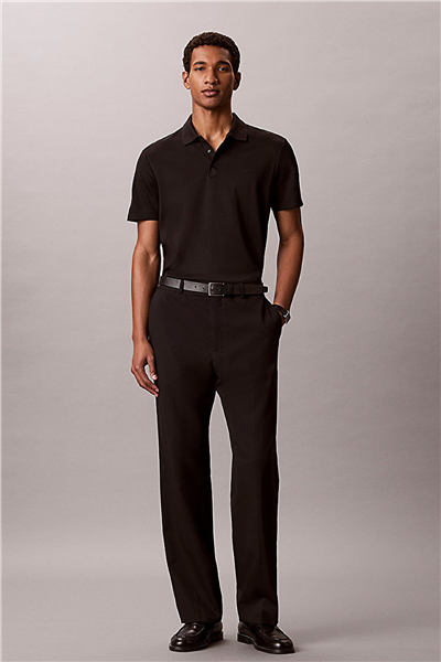 Calvin Klein Ss Tech Birdseye interlock Polo Erkek Polo Yaka T-Shirt Siyah