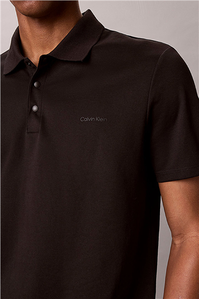 Calvin Klein Ss Tech Birdseye interlock Polo Erkek Polo Yaka T-Shirt Siyah