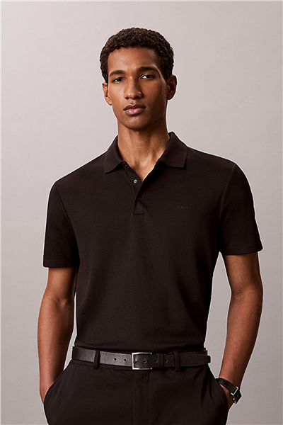 Calvin Klein Ss Tech Birdseye interlock Polo Erkek Polo Yaka T-Shirt Siyah