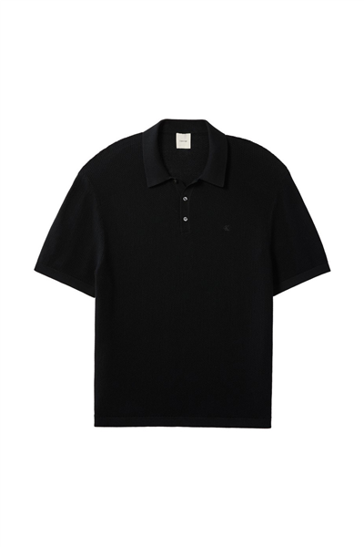 Calvin Klein Ss Txtrd Cttn Polo Swtr 12Gg Erkek Triko Siyah