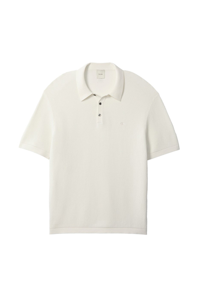 Calvin Klein Ss Txtrd Cttn Polo Swtr 12Gg Erkek Triko Beyaz