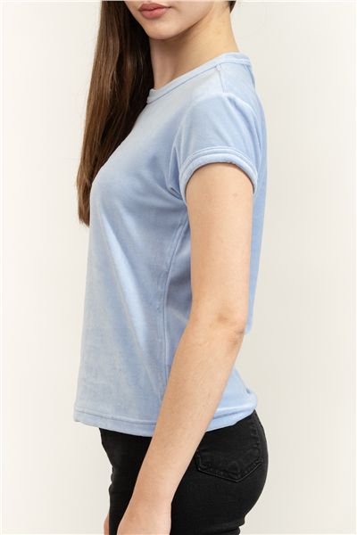 Calvin Klein SS Velour Logo Tee Kadın Bisiklet Yaka T-Shirt