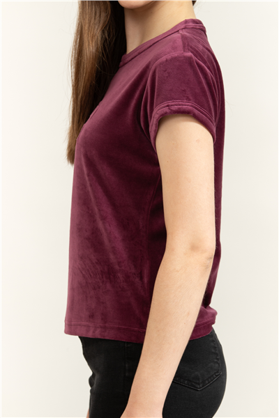 Calvin Klein SS Velour Logo Tee Kadın Bisiklet Yaka T-Shirt