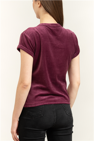 Calvin Klein SS Velour Logo Tee Kadın Bisiklet Yaka T-Shirt