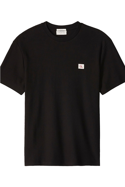 Calvin Klein Ss Waffle Badge Crewnk Tee Erkek Bisiklet Yaka T-Shirt Siyah