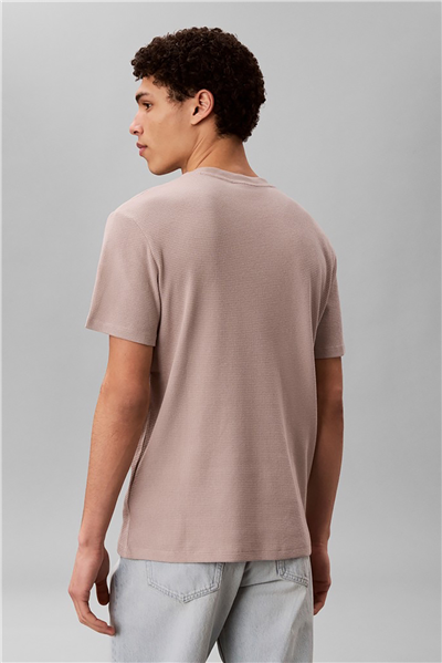 Calvin Klein Ss Waffle Badge Crewnk Tee Erkek Bisiklet Yaka T-Shirt Gri