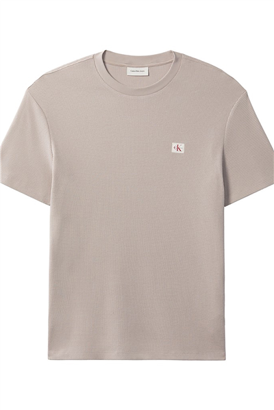 Calvin Klein Ss Waffle Badge Crewnk Tee Erkek Bisiklet Yaka T-Shirt Gri