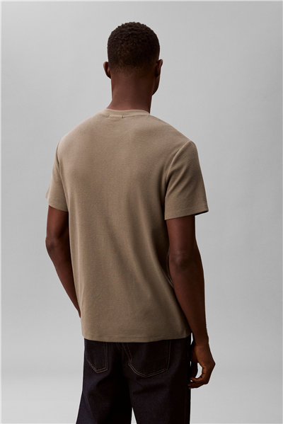 Calvin Klein Ss Waffle Woven Labe Erkek Bisiklet Yaka T-Shirt