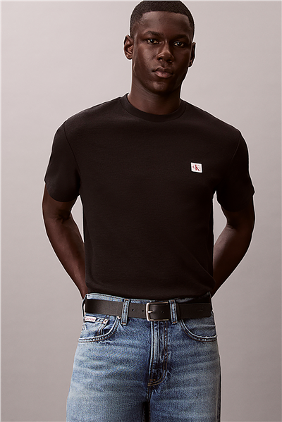 Calvin Klein Ss Waffle Woven Labe Erkek Bisiklet Yaka T-Shirt