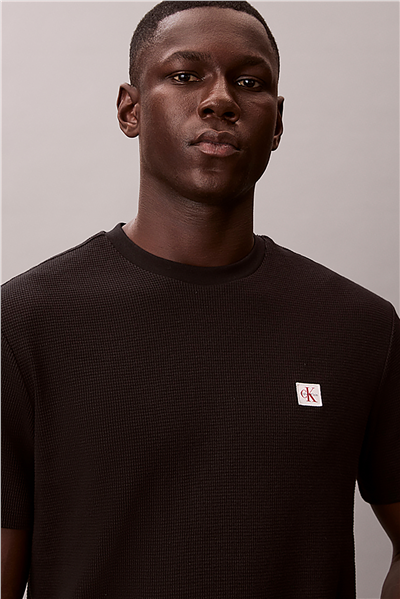 Calvin Klein Ss Waffle Woven Labe Erkek Bisiklet Yaka T-Shirt