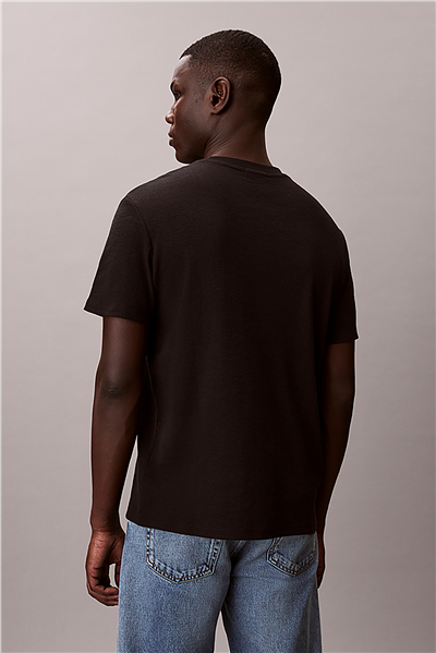 Calvin Klein Ss Waffle Woven Labe Erkek Bisiklet Yaka T-Shirt