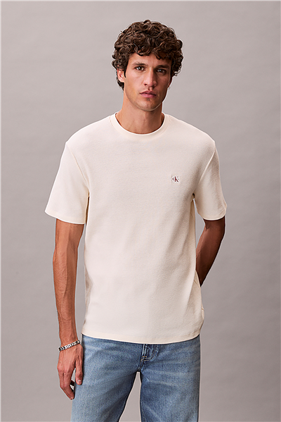 Calvin Klein Ss Waffle Woven Labe Erkek Bisiklet Yaka T-Shirt