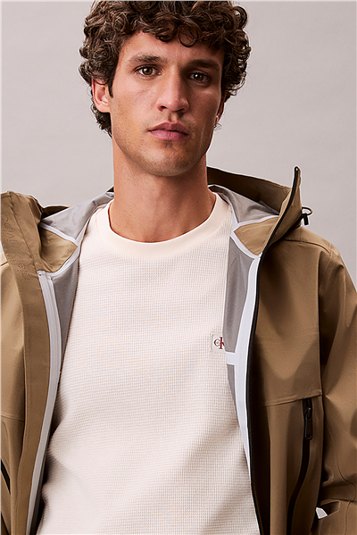 Calvin Klein Ss Waffle Woven Labe Erkek Bisiklet Yaka T-Shirt