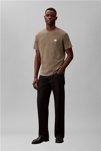 Calvin Klein Ss Waffle Woven Labe Erkek Bisiklet Yaka T-Shirt