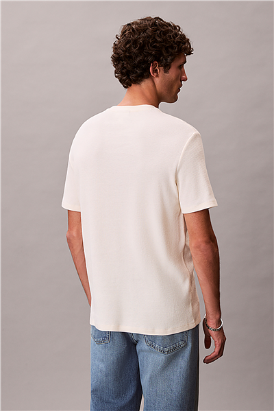 Calvin Klein Ss Waffle Woven Labe Erkek Bisiklet Yaka T-Shirt