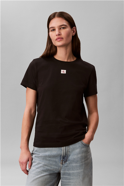 Calvin Klein Ss Woven Label Class Kadın Bisiklet Yaka T-Shirt