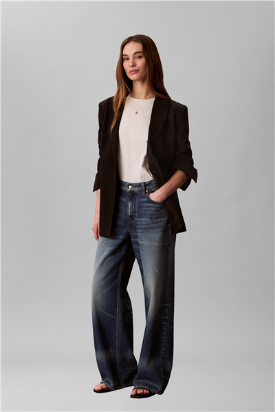 Calvin Klein Ss Woven Label Class Kadın Bisiklet Yaka T-Shirt