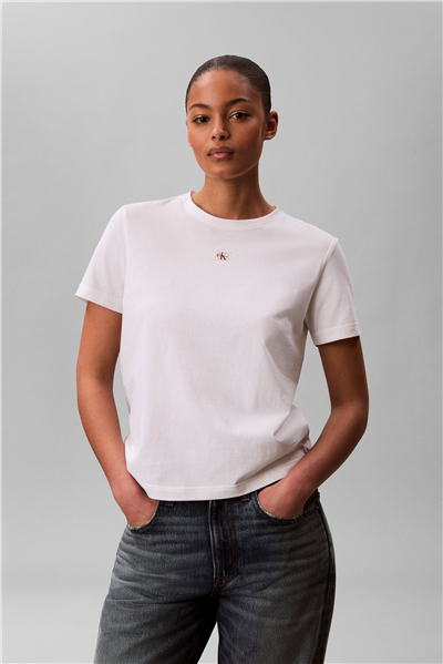 Calvin Klein Ss Woven Label Class Kadın Bisiklet Yaka T-Shirt
