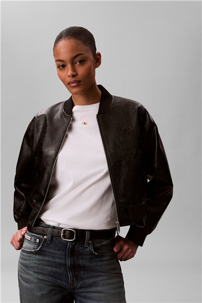 Calvin Klein Ss Woven Label Class Kadın Bisiklet Yaka T-Shirt