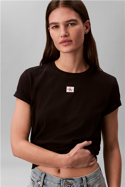 Calvin Klein Ss Woven Label Class Kadın Bisiklet Yaka T-Shirt