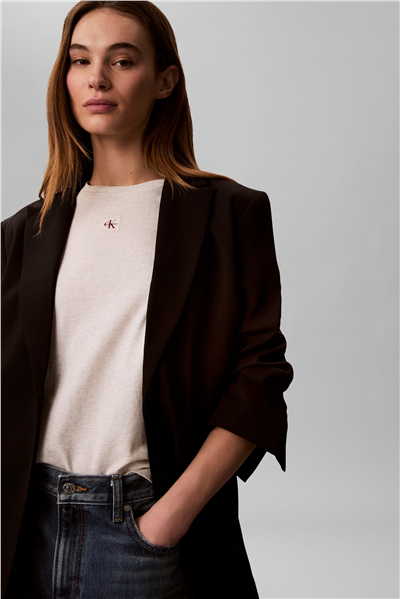 Calvin Klein Ss Woven Label Class Kadın Bisiklet Yaka T-Shirt