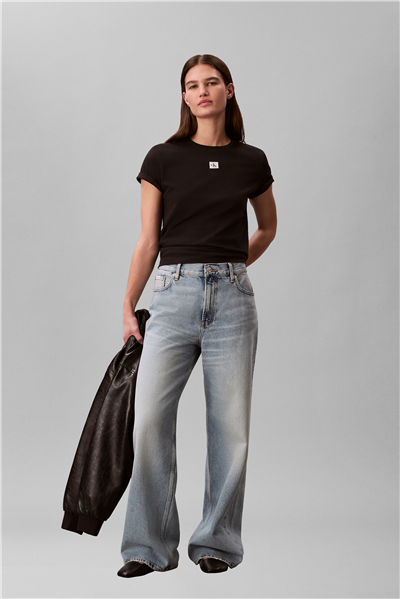 Calvin Klein Ss Woven Label Class Kadın Bisiklet Yaka T-Shirt