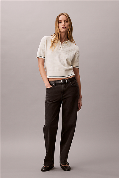 Calvin Klein Ss Woven Label Cropp Kadın Triko