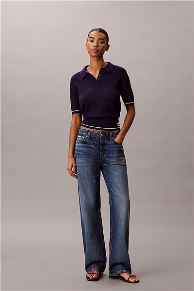 Calvin Klein Ss Woven Label Cropp Kadın Triko