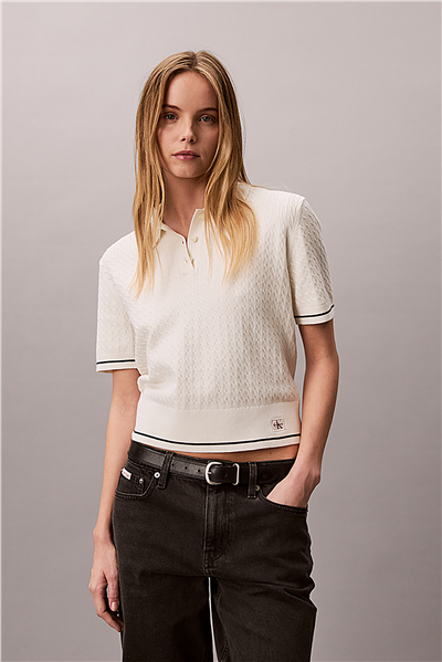 Calvin Klein Ss Woven Label Cropp Kadın Triko