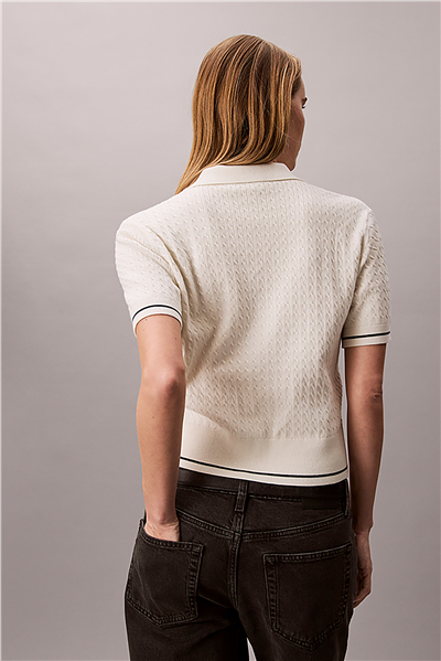 Calvin Klein Ss Woven Label Cropp Kadın Triko