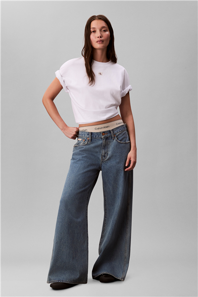 Calvin Klein Ss Woven Label Oversized Tee Kadın Bisiklet Yaka T-Shirt