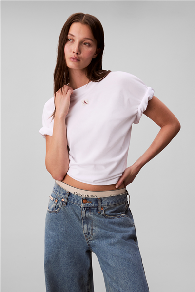 Calvin Klein Ss Woven Label Oversized Tee Kadın Bisiklet Yaka T-Shirt