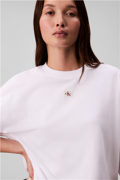 Calvin Klein Ss Woven Label Oversized Tee Kadın Bisiklet Yaka T-Shirt