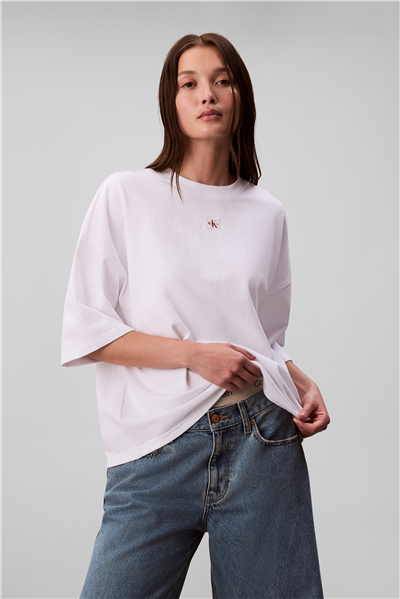 Calvin Klein Ss Woven Label Oversized Tee Kadın Bisiklet Yaka T-Shirt