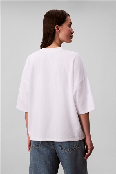 Calvin Klein Ss Woven Label Oversized Tee Kadın Bisiklet Yaka T-Shirt