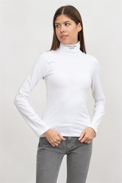 Calvin Klein Stacked Logo Kadın Triko Beyaz