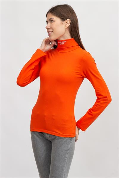 Calvin Klein Stacked Logo Kadın Triko Turuncu