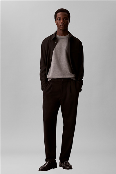 Calvin Klein Tapered Tech Knit Pleated Pant Erkek Pantolon Siyah