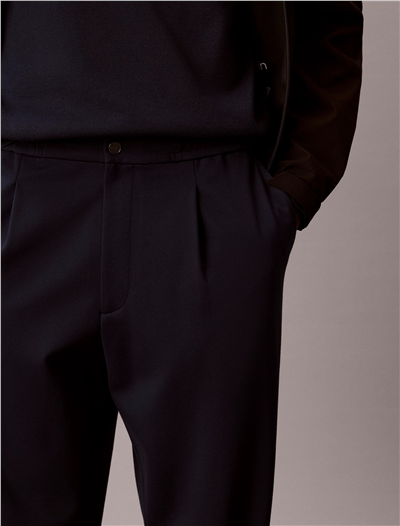 Calvin Klein Tapered Tech Knit Pleated Pant Erkek Pantolon Lacivert