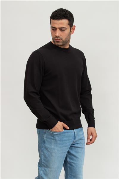 Calvin Klein Tencel-Blend Cn Sweater Erkek Triko Siyah