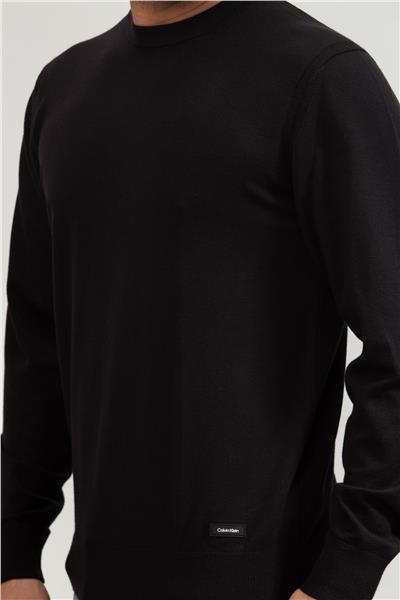 Calvin Klein Tencel-Blend Cn Sweater Erkek Triko Siyah