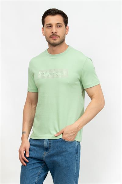 Calvin Klein Textured Embroidery Erkek Bisiklet Yaka T-Shirt Yeşil