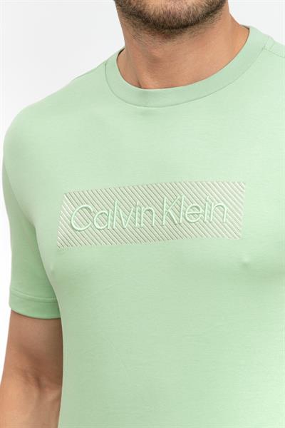 Calvin Klein Textured Embroidery Erkek Bisiklet Yaka T-Shirt Yeşil