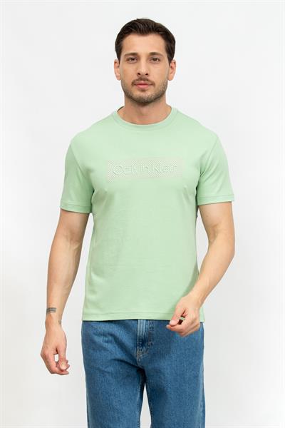 Calvin Klein Textured Embroidery Erkek Bisiklet Yaka T-Shirt Yeşil