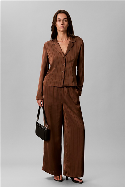 Calvin Klein Textured Stripe Wide Leg Pull On Kadın Pantolon