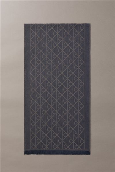 Calvin Klein Tonal Aop Jcq LW Scarf Erkek Atkı Mavi
