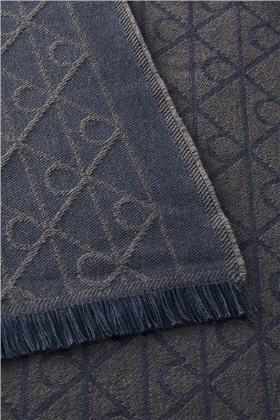 Calvin Klein Tonal Aop Jcq LW Scarf Erkek Atkı Mavi