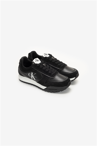 Calvin Klein Toothy Run Laceup Low Lth Mix Erkek Sneaker Siyah