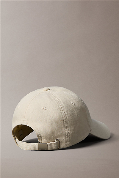 Calvin Klein Washed Cotton Canvas Small Fraye Erkek Baseball Şapka Beyaz
